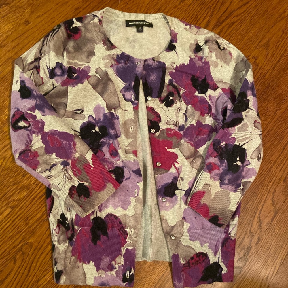 Express floral cardigan